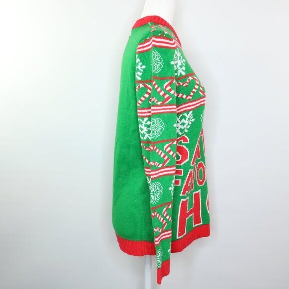 FollowMe Ugly Christmas Sweater Santas Favorite Ho Green Red White - Picture 8 of 13